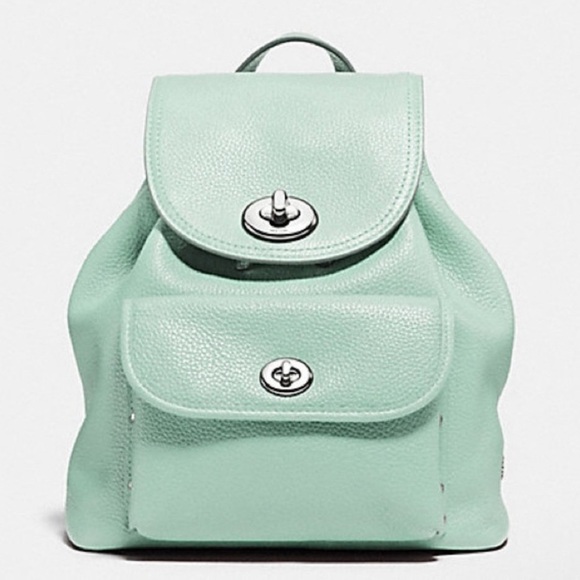 Coach Mini Turnlock Rucksack Pebbled Leather Backpack Pockets Adjustable Straps main image 6
